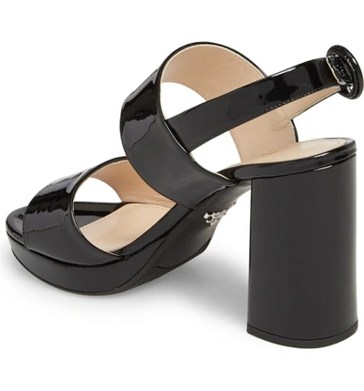 Shop Prada Slingback Platform Sandal In Black Patent