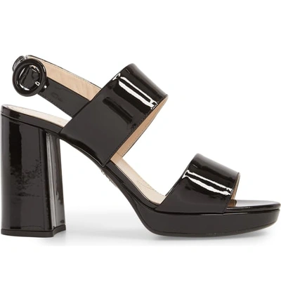 Shop Prada Slingback Platform Sandal In Black Patent