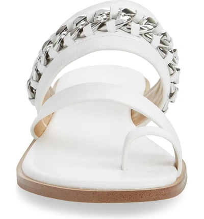 Shop Michael Michael Kors Bergen Curb Chain Slide Sandal In Optic White Vachetta Leather