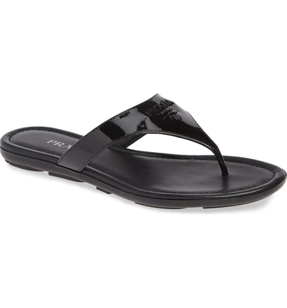 prada logo flip flop