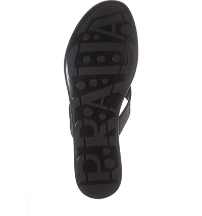 Shop Prada Logo Flip Flop In Black Patent