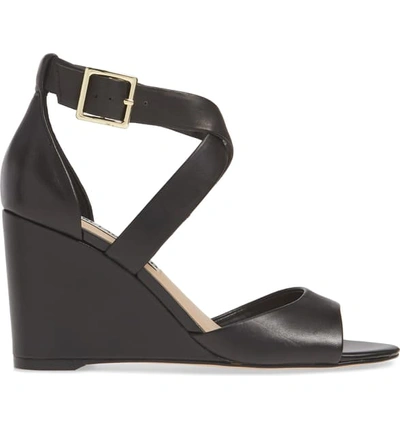 Shop Karl Lagerfeld Radka Wedge Sandal In Black Nappa Leather