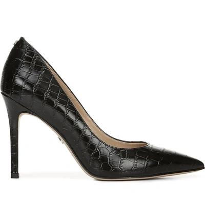 Shop Sam Edelman Hazel Pointy Toe Pump In Black/ Black Leather