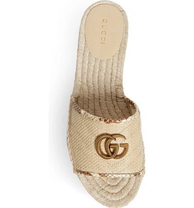 Shop Gucci Pilar Espadrille Slide Sandal In Natural Beige