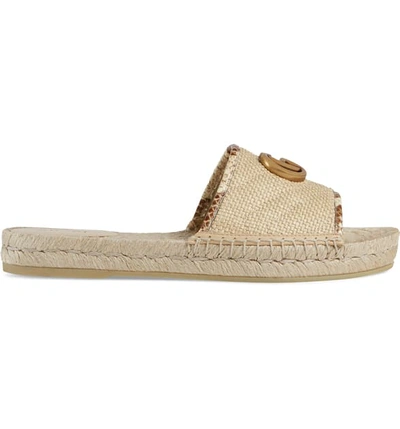 Shop Gucci Pilar Espadrille Slide Sandal In Natural Beige