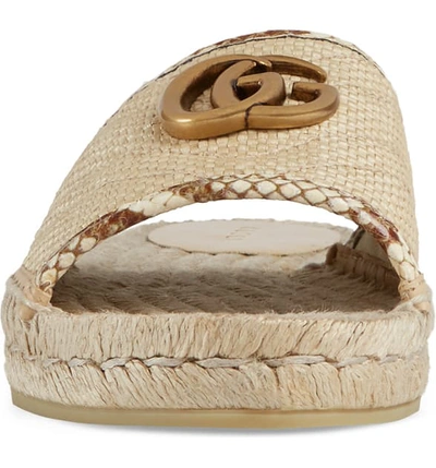 Shop Gucci Pilar Espadrille Slide Sandal In Natural Beige