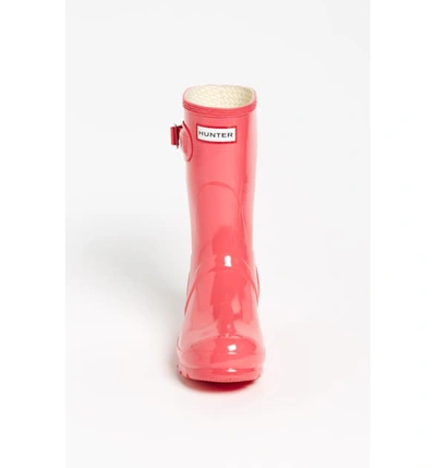 Shop Hunter Original Short Gloss Waterproof Rain Boot In Crimson Pink