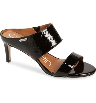 Shop Calvin Klein 'cecily' Sandal In Black Patent Leather