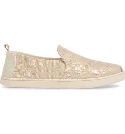 Shop Toms Deconstructed Alpargata Slip-on In Rose Gold Metallic Woven