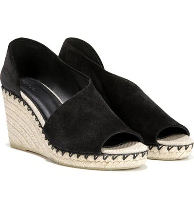Vince Women's Sonora Peep-toe Suede Espadrille Wedge Sandals In Black |  ModeSens