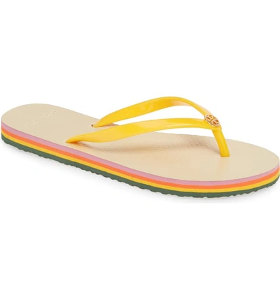 Shop Tory Burch Thin Flip Flop In Solar/ Canyon Stripe