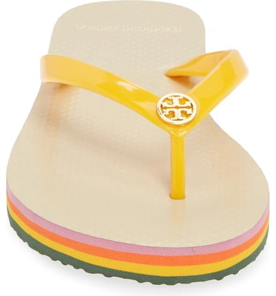 Shop Tory Burch Thin Flip Flop In Solar/ Canyon Stripe