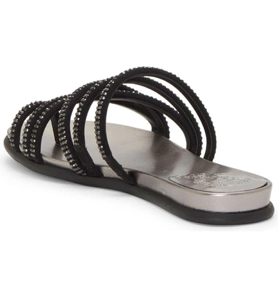 Shop Vince Camuto Ezzina Crystal Embellished Slide Sandal In Black Suede