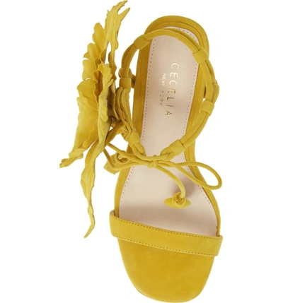 Shop Cecelia New York Hibiscus Sandal In Golden Sun Leather