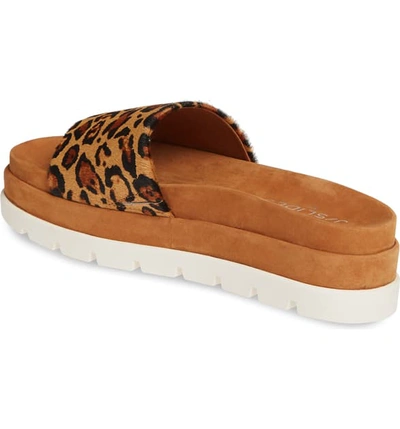 Shop Jslides Bibi Platform Sandal In Tan Leopard Calf Hair