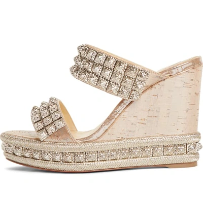 Shop Christian Louboutin Ecu Wedge Slide Sandal In Silver