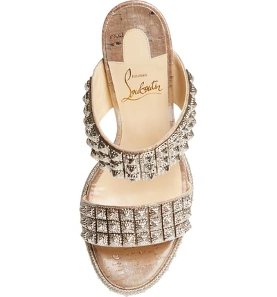 Shop Christian Louboutin Ecu Wedge Slide Sandal In Silver