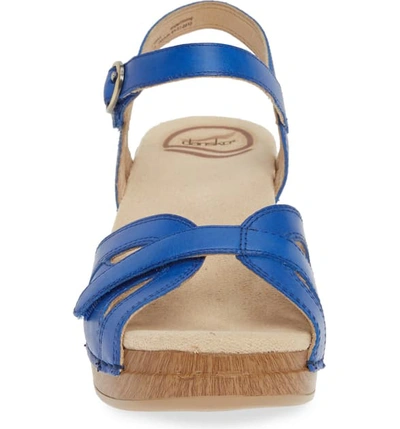 Shop Dansko Season Sandal In Blue Leather