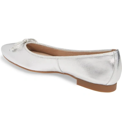 Shop Paul Green Andre Pointy Toe Ballet Flat In Silver Metallic Leather