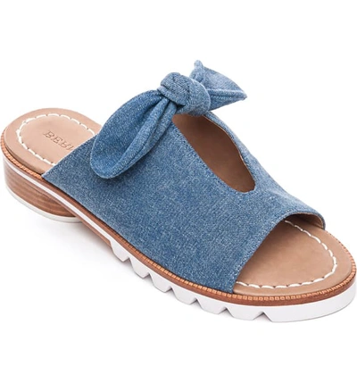 Shop Bernardo Alice Bow Slide Sandal In Denim Leather