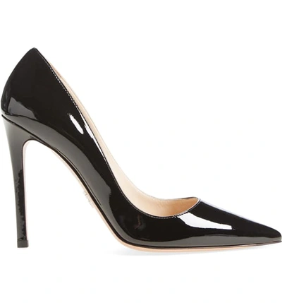 Shop Prada Pointy Toe Pump In Black Leather