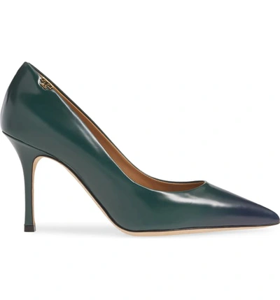 Shop Tory Burch Penelope Ombre Pointy Toe Pump In Malachite/ Midnight