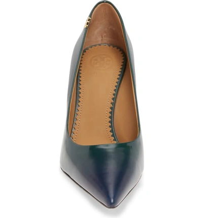 Shop Tory Burch Penelope Ombre Pointy Toe Pump In Malachite/ Midnight