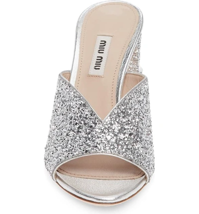 Shop Miu Miu Rocchetto Embellished Sandal In Argento