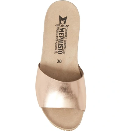 Shop Mephisto Lise Platform Wedge Sandal In Rose Gold Star Leather