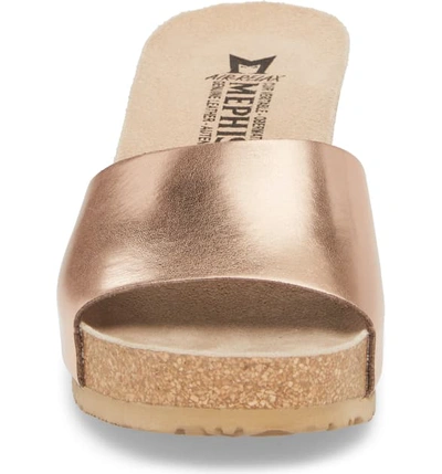 Shop Mephisto Lise Platform Wedge Sandal In Rose Gold Star Leather