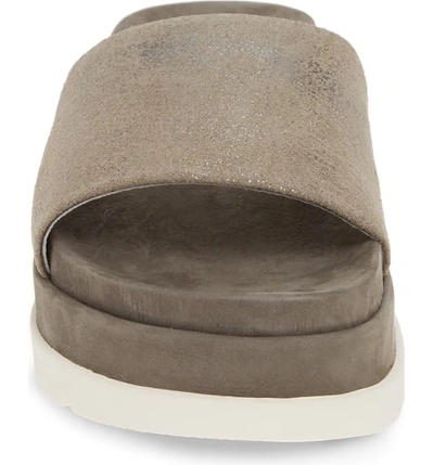 Shop Jslides Bibi Platform Sandal In Pewter Metallic Leather