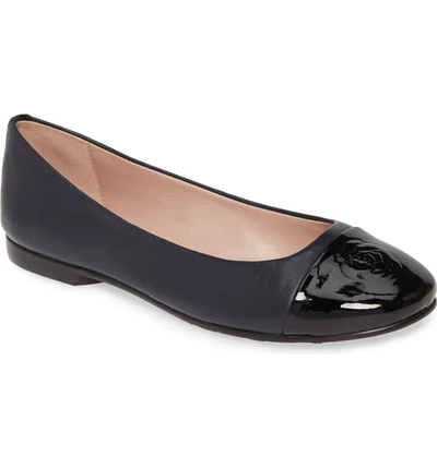 Shop Taryn Rose Collection Adrianna Cap Toe Skimmer Flat In Pacific Leather