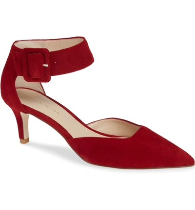 Shop Pelle Moda Kenley Ankle Strap Pump In Scarlet Suede