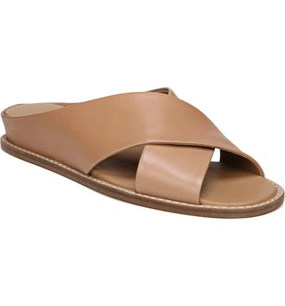 Shop Vince Fairley Cross Strap Sandal In Tan Leather