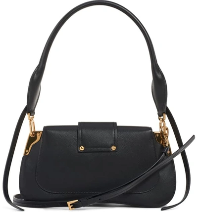 Shop Prada Saffiano Leather Top Handle Bag - Black In Nero