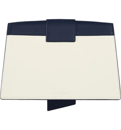 Shop Strathberry Crescent Tricolor Leather Shoulder Bag In Navy/ Vanilla/ Burgundy