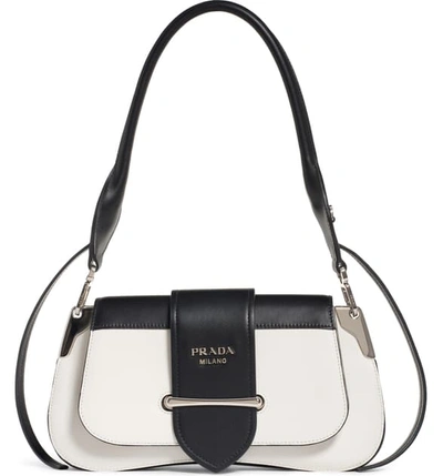 Shop Prada Sidonie Shoulder Bag In Bianco/ Nero