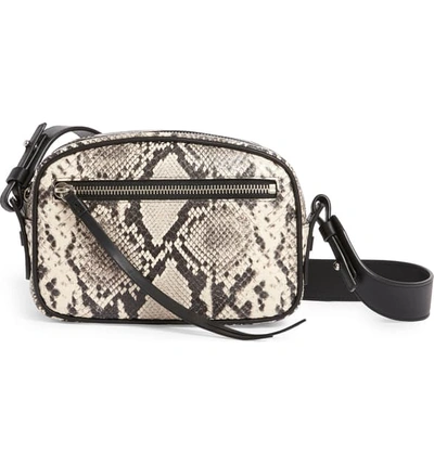 Shop Allsaints Sliver Snake Embossed Leather Belt Bag - Brown In Natural