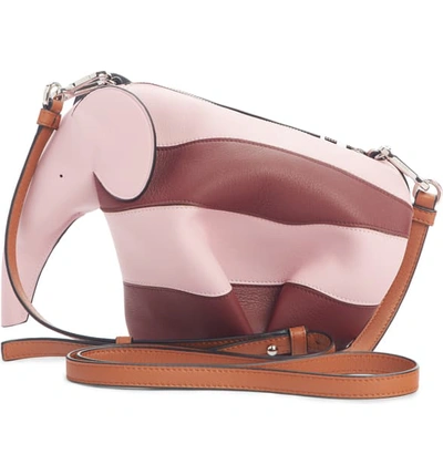 Shop Loewe Rugby Stripe Elephant Calfskin Leather Crossbody Bag In Pastel Pink/ Wine