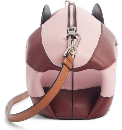 Shop Loewe Rugby Stripe Elephant Calfskin Leather Crossbody Bag In Pastel Pink/ Wine