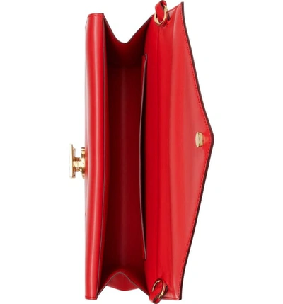 Shop Burberry Small Tb Monogram Leather Shoulder Bag In Bright Red Rt