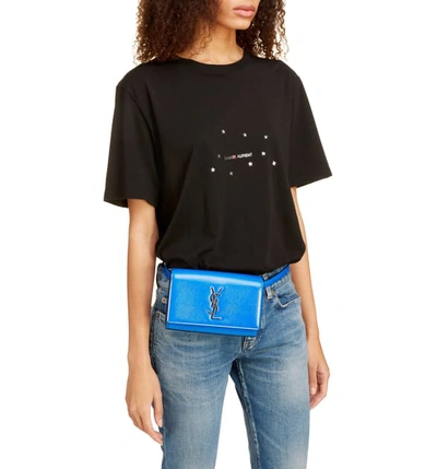 Shop Saint Laurent Kate Leather Belt Bag In Neon Blue