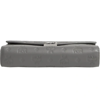 Shop Mcm Millie Medium Calfskin Leather Wallet On A Chain In Charcoal