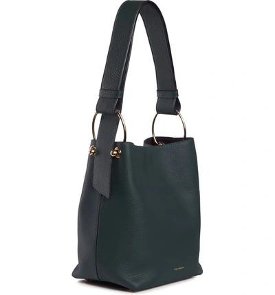 Shop Strathberry Midi Lana Leather Bucket Bag In Bottle Green