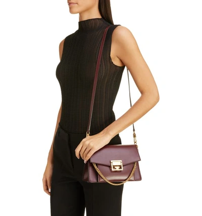 Shop Givenchy Small Gv3 Leather Crossbody Bag In Aubergine