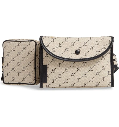 Shop Stella Mccartney Monogram Canvas Belt Bag In Sand