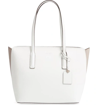 Shop Kate Spade Medium Margaux Leather Tote - White In Optic White Multi