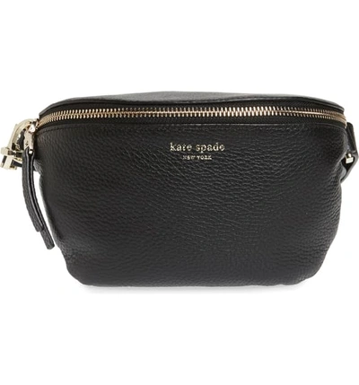 Shop Kate Spade Medium Polly Leather Belt Bag In Black