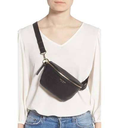 Shop Kate Spade Medium Polly Leather Belt Bag In Black