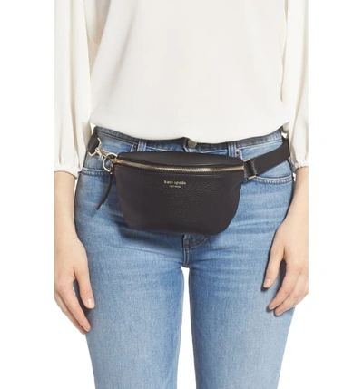 Shop Kate Spade Medium Polly Leather Belt Bag In Black